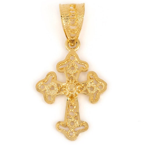 Byzantine Cross Pendant 18K Solid Gold Cross Gold Filigree - Etsy