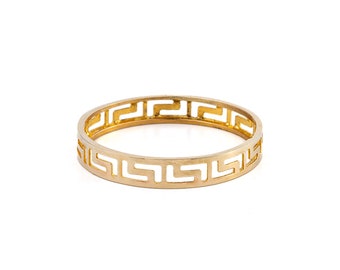14k massief gouden Griekse sleutelhanger, meanderring, Griekse gouden ring, massief gouden Griekse sleutelhanger, Grieks sleutelontwerp, Griekse sieraden