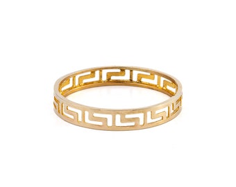 14k massief gouden Griekse sleutelhanger, Meander Ring, Griekse gouden ring, massief gouden Griekse sleutelband, Grieks sleutelontwerp, Griekse sieraden