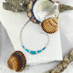 Blue opal silver necklace, Meander Greek necklace, Meander opal necklace, Greek Key Necklace, Eternity Greek key, Greek jewelry, Bijoux grec