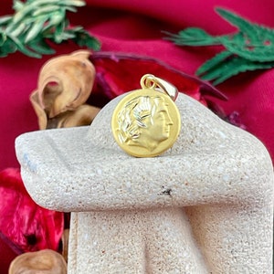 Alexander the Great Gold Pendant, 14K Yellow Solid Gold Handmade Greek Pendant, Macedonian King, Men Jewelry, Ancient Greece, Birthday gifts