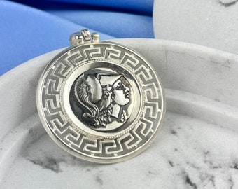 Athena Coin Silver Pendant – Greek Goddess Necklace, Athena Pendant, Coin Necklace, Antique Coin Jewelry, Greek Jewelry, Handmade Gift