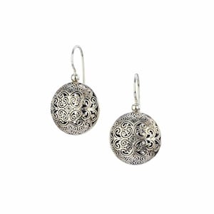 Byzantine Round Earrings In Oxidized Silver 925, Filigree Dangle Earrings, Byzantine Earrings, Gerochristo Jewelry, Greek Jewelry
