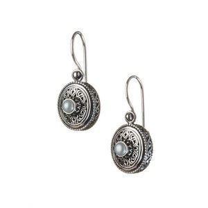 Freshwater Pearl Earrings by Gerochristo Jewelry • Garden Shadows Oval Earrings In Sterling Silver • Byzantine Earrings with Gemstones