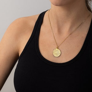 Phaistos Disc Pendant in 14k Yellow Solid Gold Phaistos Pendant Ancient Greek Coin Necklace Gift for Her Gold coin necklace Greek jewelry