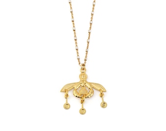 Gold Bees Ancient Greek Necklace, Minoan Bees Necklace, Ancient Greek Jewelry, Minoan Crete, Museum Jewelry, Greek Jewelry