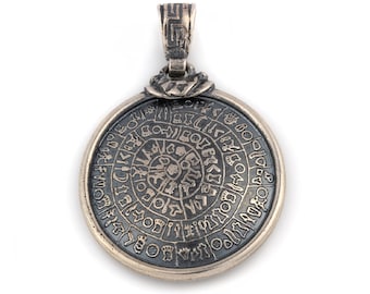 Phaistos disk sterling silver pendant Ancient greek jewelry Phaistos disc pendant greek coin pendant Minoan phaistos Greek Jewelry