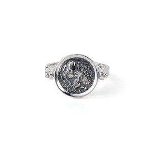 Athena Coin Ring, Flip Coin Ring, Greek Goddess, Handmade Silver Ring, Athena ring, Antique ring, Ancient Greek Jewelry, Gifts for Her
