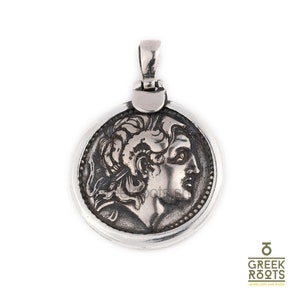 Alexander the Great Coin silver pendant, Alexander pendant, Antique pendant Ancient coin necklace, Greek coin pendant, Ancient Greek Jewelry