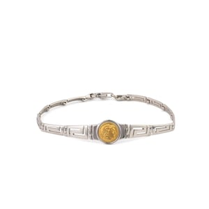Alexander The Great Coin Link Bracelet, Athena Coin Silver Bracelet, Phaistos Disc Bracelet, Silver Greek Coin Bracelet, Ancient Greek