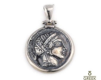 Greek Goddess Pendant Athena Coin Pendant Athena silver pendant Ancient Greek Coin Greek Mythology Greek pendant Ancient Greek Jewelry