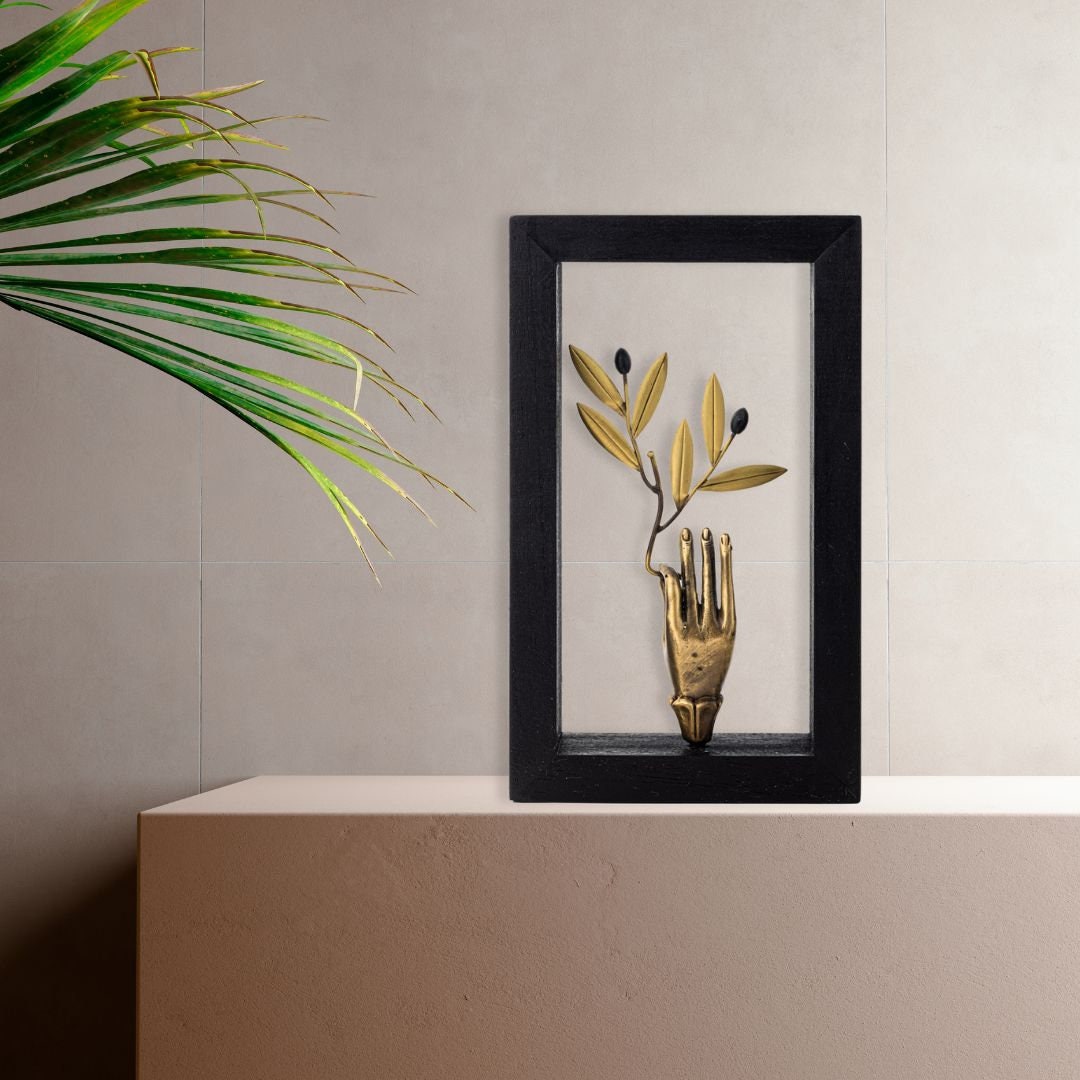 View of Olive Tree Wall Decor, Wood Art Frame Home Decoration, Bronze Wooden ...
