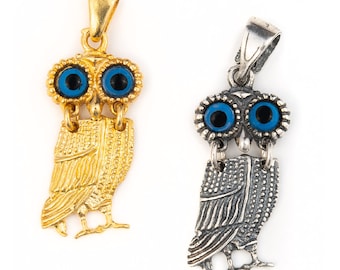 Owl Silver Pendant, Owl Pendant Necklace, Athena Pendant, Greek Pendant, Owl Charm, Greek Necklace, Greek Goddess Jewelry