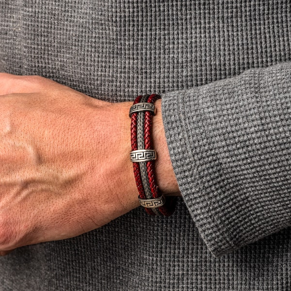 Men's Greek Cuff Bracelet Etsy