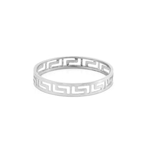 14k solid Gold Greek Key Ring in white gold