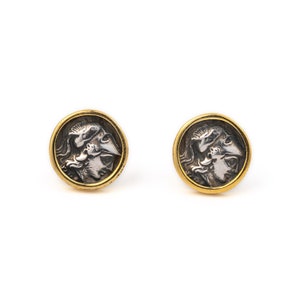 Athena Silver Earrings, Ancient greek coin stud earrings, Athena earrings, Antique coin earrings, Ancient Greek jewelry, Greek Goddess