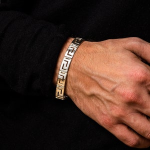 Pulsera de plata con eslabones de llave griega, pulsera griega antigua, pulsera meandro, pulsera antigua, pulsera griega, pulsera de llave griega, joyería griega hecha a mano