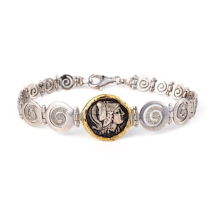 Athena Gold Link bracelet, Athena bracelet, Greek Goddess, Pegasus Bracelet Ancient Greek Coin Gift for Her, Greek Jewelry, Valentines Gifts