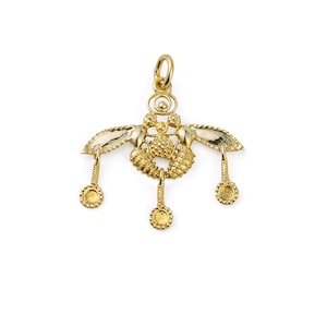 Gold Bee Pendant In 14k Solid Yellow Gold, Greek Minoan bees pendant, Ancient Greek Jewelry, Ancient Minoan Cretan Necklace Museum