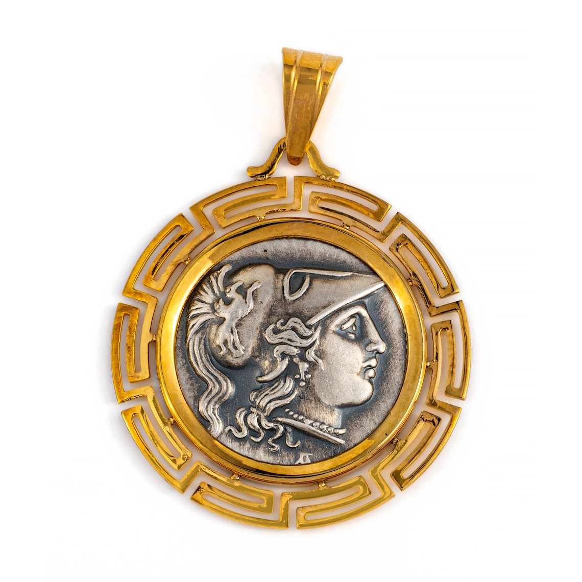 Athena Pendant 14k solid Gold Goddess Athena Pendant Greek Etsy
