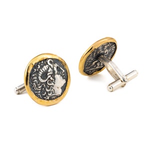 Alexander the Great cufflinks Ancient Greek coin, Alexander the great coin, Greek gold cufflinks, Men&#39;s cufflinks, Ancient greek jewelry
