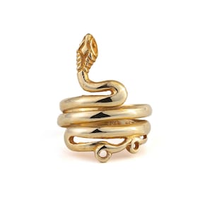 14k Solid Gold Snake Ring | Serpent Ring | Handmade Ring | Stackable Ring | Snake Jewellery | Snake Statement Jewellery | Spiral Snake Ring