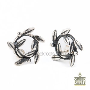 Olive Wreath Stud Earrings in Sterling Silver, Olive Leaf Earrings, Leaf Earrings, Greek Earrings, Ancient Greek Jewelry, Anniversary gift