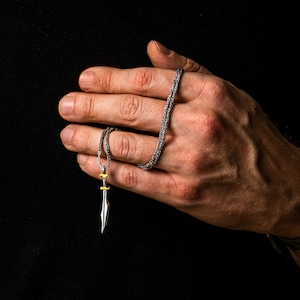 Spartan Swords Gold Pendant, Men Gold Pendant, Greek Jewelry, Spartan Necklace, Greek Mythology, Birthday Gift Sword, Gift For Him