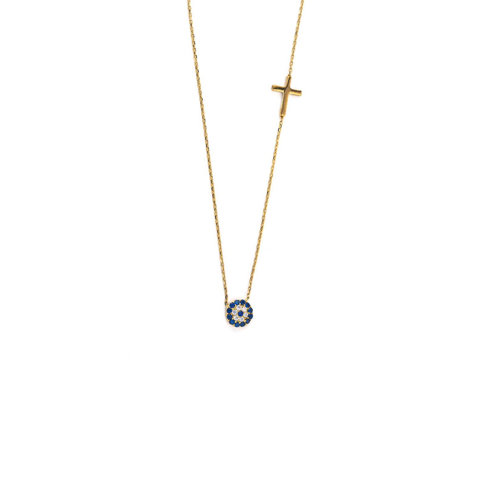 Evil Eye Cross Necklace Greek Gold Protection Cross Evil Eye Etsy