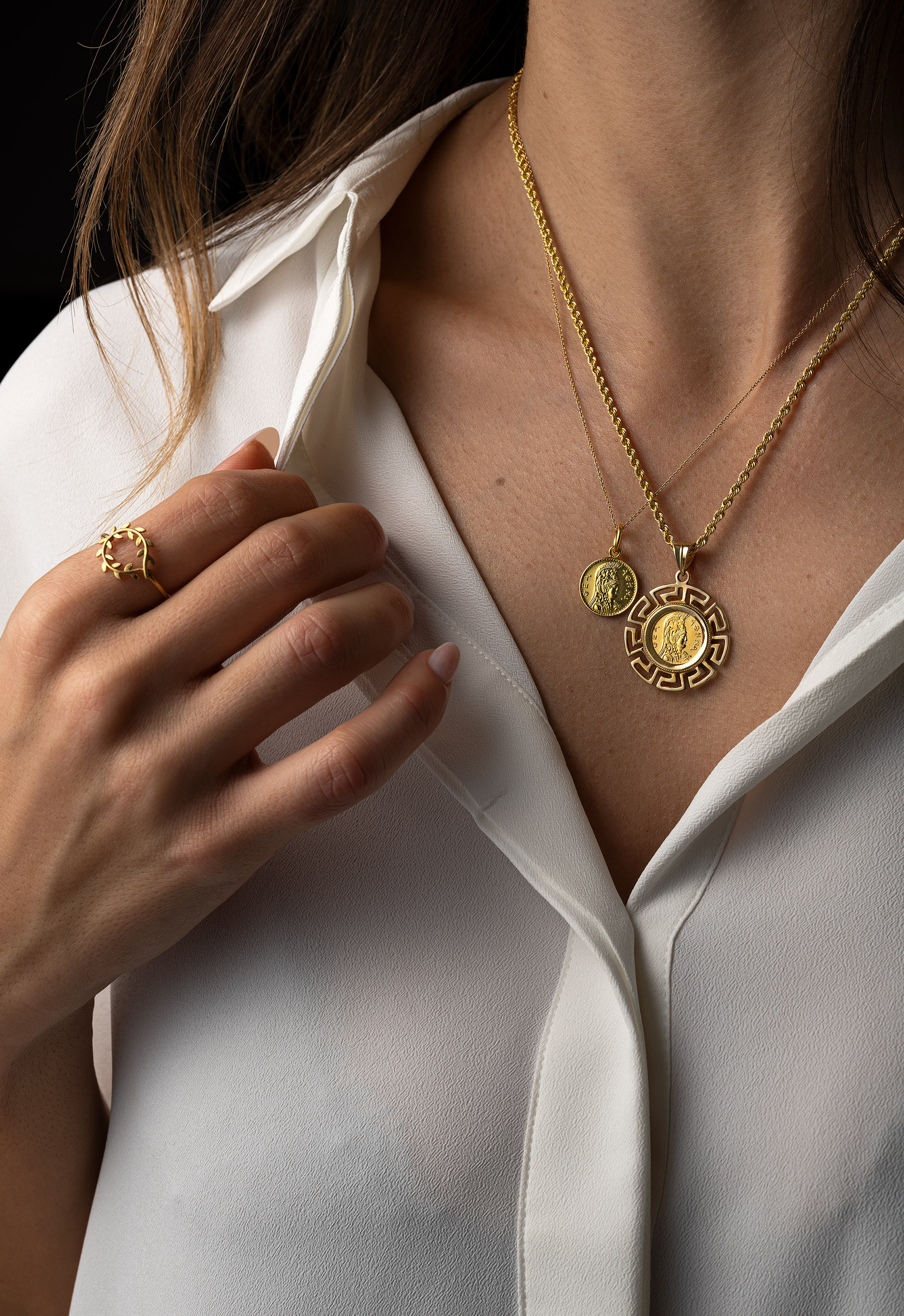 ギリシャアテネの純金製ブレスレット、アンティーク美術工芸品