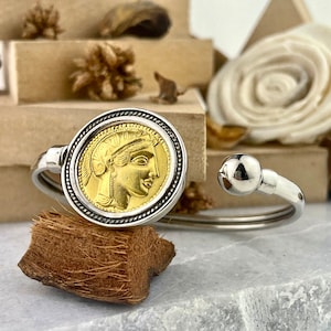 Goddess Athena silver bracelet, Alexander the Great bracelet, Ancient Greek Coin, Greek Goddess, Antique jewelry, Ancient Greek jewelry