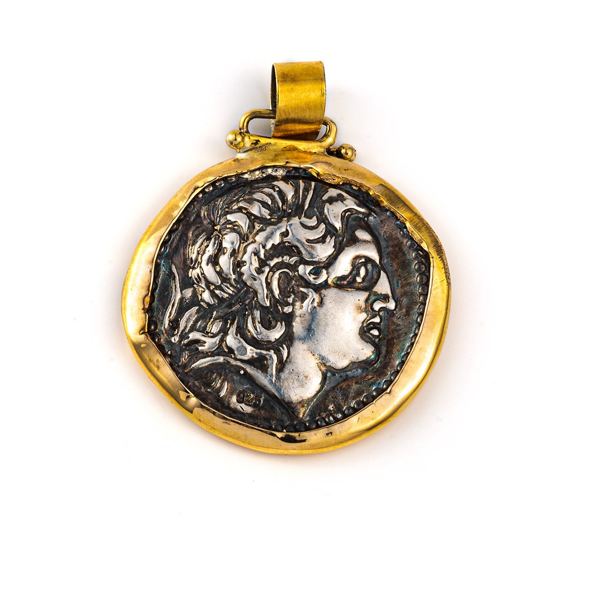 古代ギリシャ コイン アレキサンダー大王 ペンダント トップ  シルバー925製 シルバー925 古代ギリシャ コインネックレス アレキサンダー大王