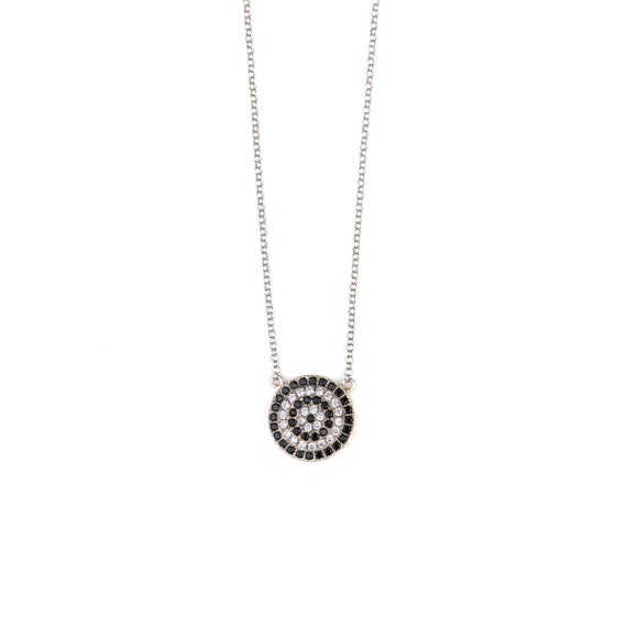 CZ Evil Eye Necklace Greek Eye Necklace Round Target Necklace