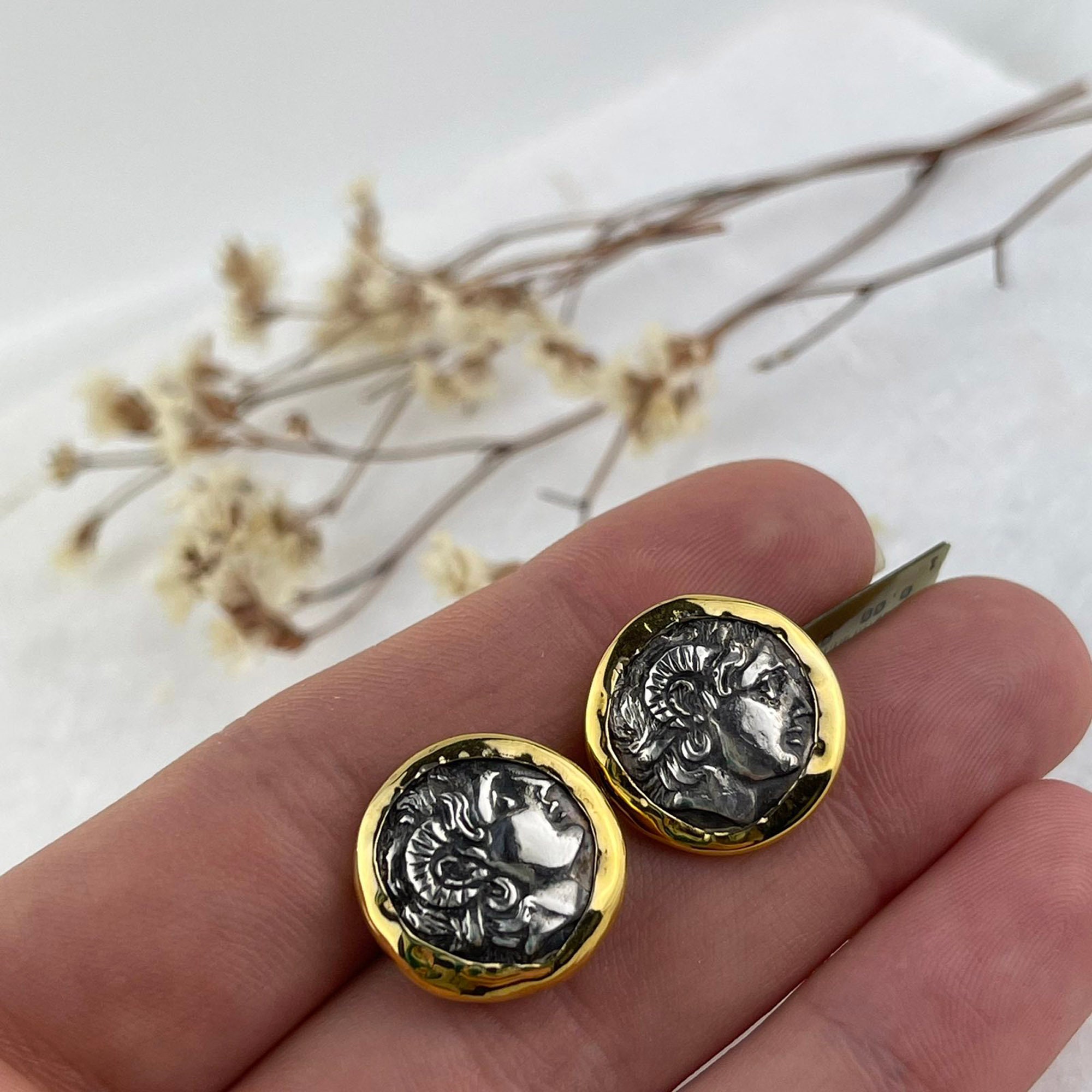 【限定1セット】アレキサンダー大王 古代ドラグマ銀貨カフリンクスタイバーセット 限定1セット】アレキサンダー大王 古代ドラグマ銀貨カフリンクス