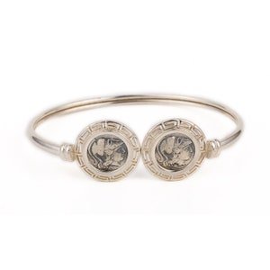 Athena Coin Silver Cuff bracelet, Greek Coin Bracelet, Alexander the Great bracelet, Greek Goddess, Ancient Greek jewelry, Gift for Her