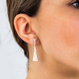 Meander Silver Dangle earrings, Greek key earrings Greek earrings, Bijoux Grecque, Ohrringe griechisch, Joyería griega Ancient greek jewelry