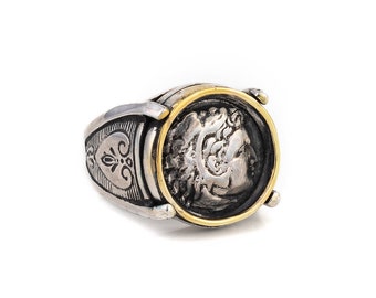 Heracles Knot Ring 14K Gold – Hercules Ring, Greek Coin Gold Ring, Greek Mythology Jewelry, Men's Signet Ring, Ancient Greek Ring
