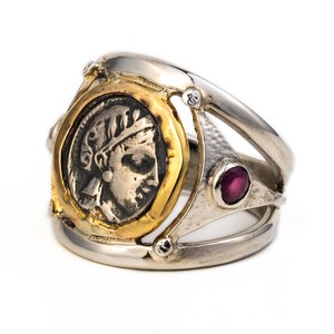 Greek Goddess Athena Coin Ring – 14K Gold Signet Ring, Museum-Inspired Jewelry, Athena Owl Ring, Ancient Coin Design, Greek Mythology Ring image 3