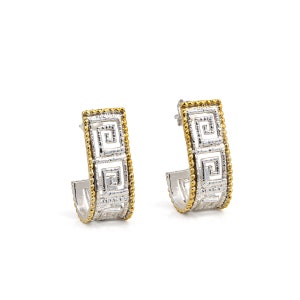 Greek Key Earrings, Gold Plated Meander Earrings, Gifts from Greece, Vintage Earrings