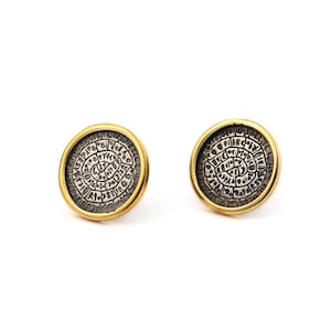 Phaistos disc stud earrings, Phaistos earrings, Silver coin earrings, Antique Earrings, Greek Earrings, Boho Earrings, Ancient Greek Jewelry