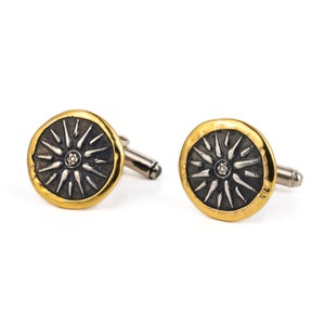 Vergina Sun Gold Cufflinks, Macedonian Sun Cufflinks, Star of Vergina Cufflinks, Antique Cufflinks, Ancient Greek Jewelry, Mens Cufflinks