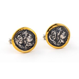 Athena Chalinitis Coin Cufflinks – 14K Gold and 925 Sterling Silver