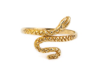 14k Gold Snake Ring, Solid Gold Serpent Ring, Statement Dainty Gold Ring, Handmade Greek Gold Jewelry, Serpent Ring, Luxury Gift for Women