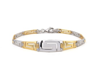 Meander Greek Key Link Bracelet Gold Plated, Ancient Greek, Meander Bracelet, Greek Bracelet, Greek key Bracelet, Easter Gift