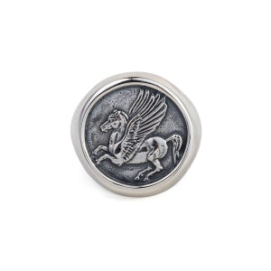 Pegasus Silver Ring, Greek Mythology Ring, Horse Ring, Coin Ring, Men&#39;s Ring, Greek Jewelry