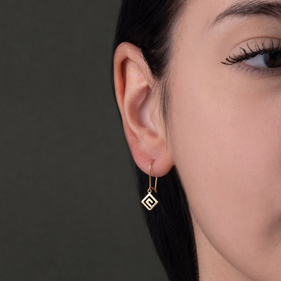 Gold greek key earrings clearance