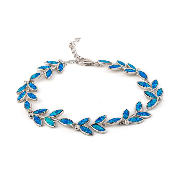 Olive Leaf Bracelet Blue Opal Bracelet 