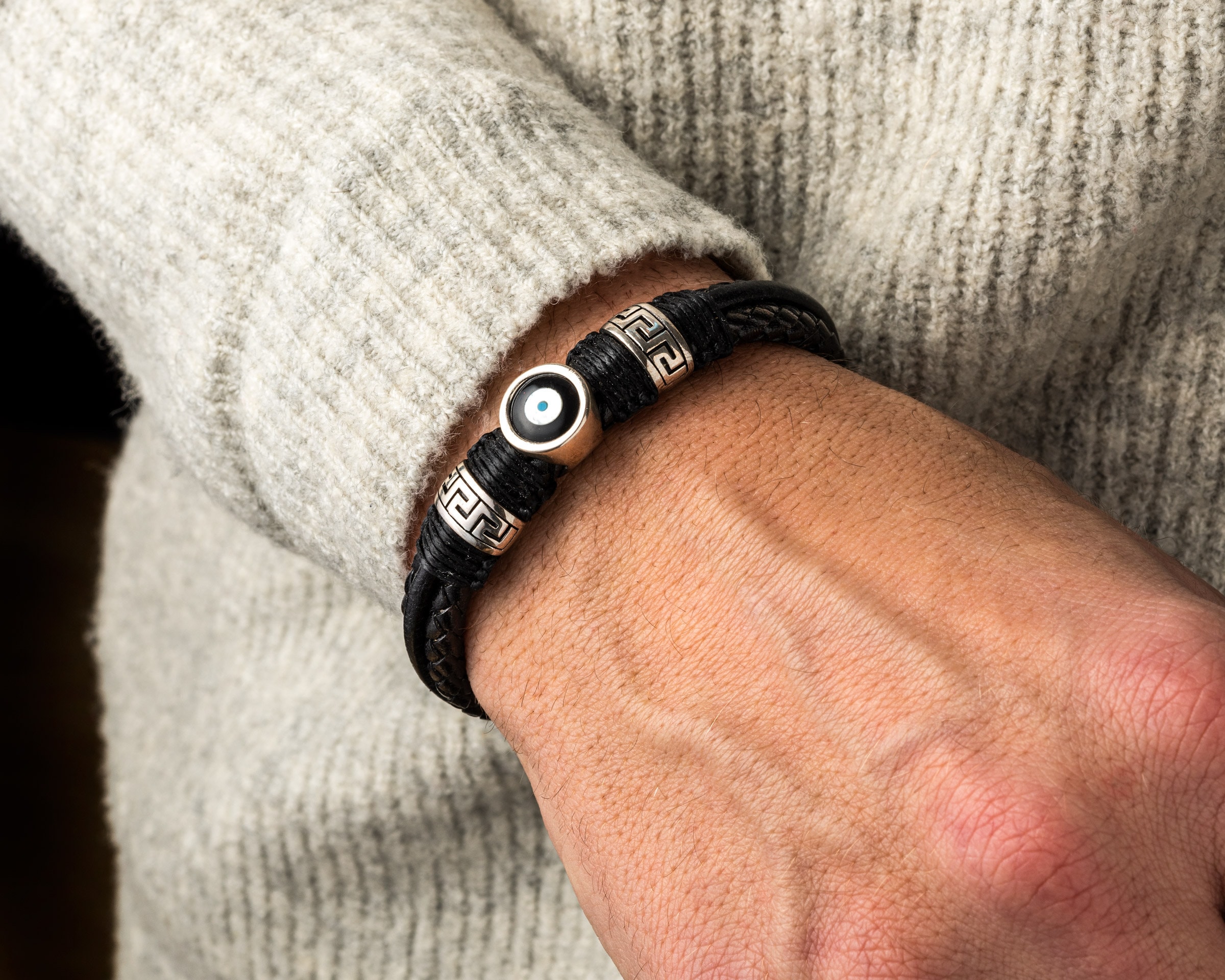 Evil Eye Leather Bracelet Genuine Leather Bracelet Lucky Eye