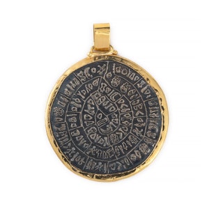 Phaistos Disc Pendant in 14k solid Gold Ancient Greek Coin Gift for Her Gold disc necklace Greek gold pendant Antique pendant Greek Jewelry