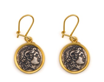 Alexander The Great Gold Earrings Silver Earrings Dangle Earrings Greek mythology Greek jewelry